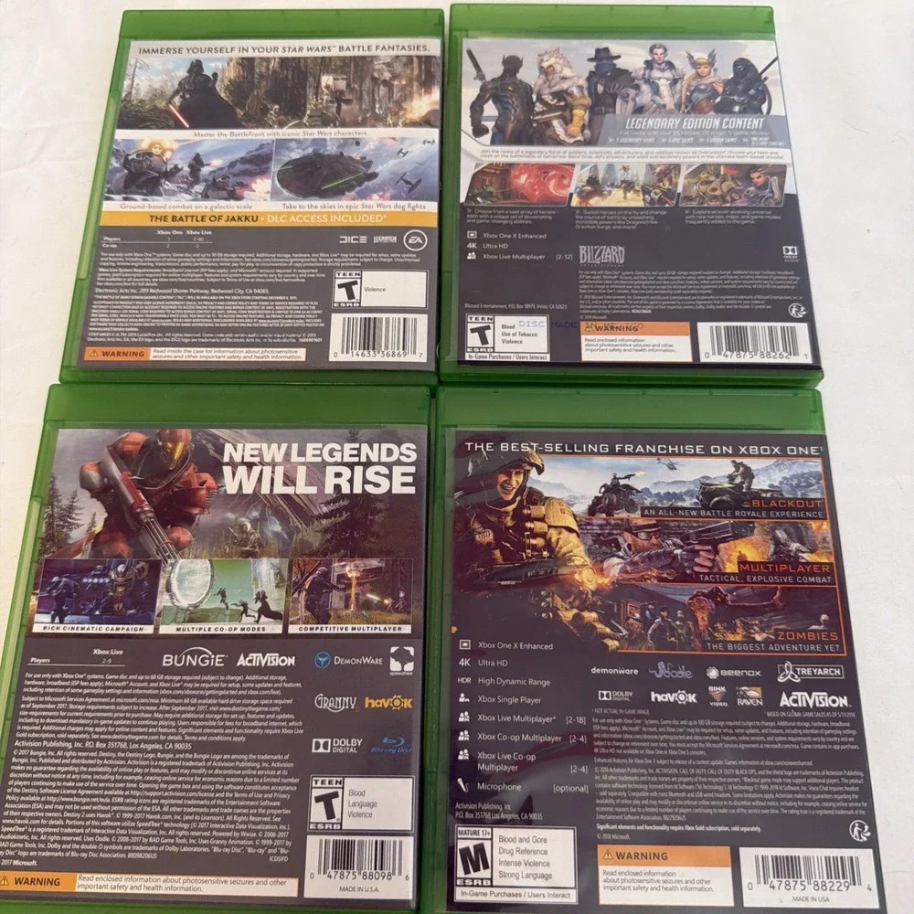 Lot Of 4 Xbox One Games. Call Of Duty Destiny Overwatch Star Wars Battlefront